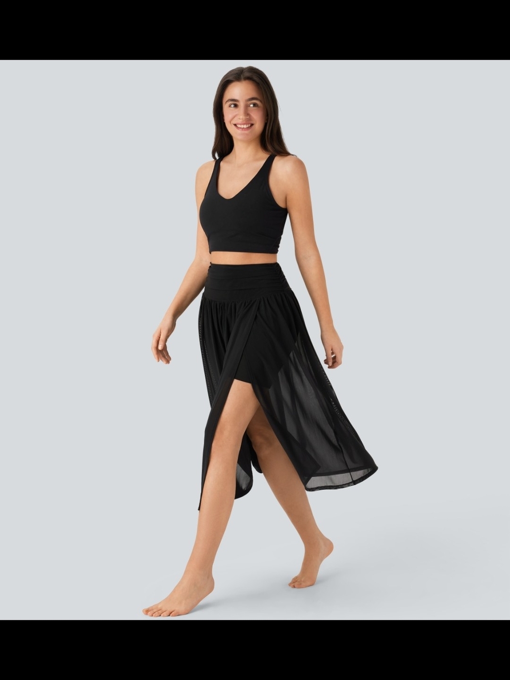 HALARA Black Maxi Wrap Skirt